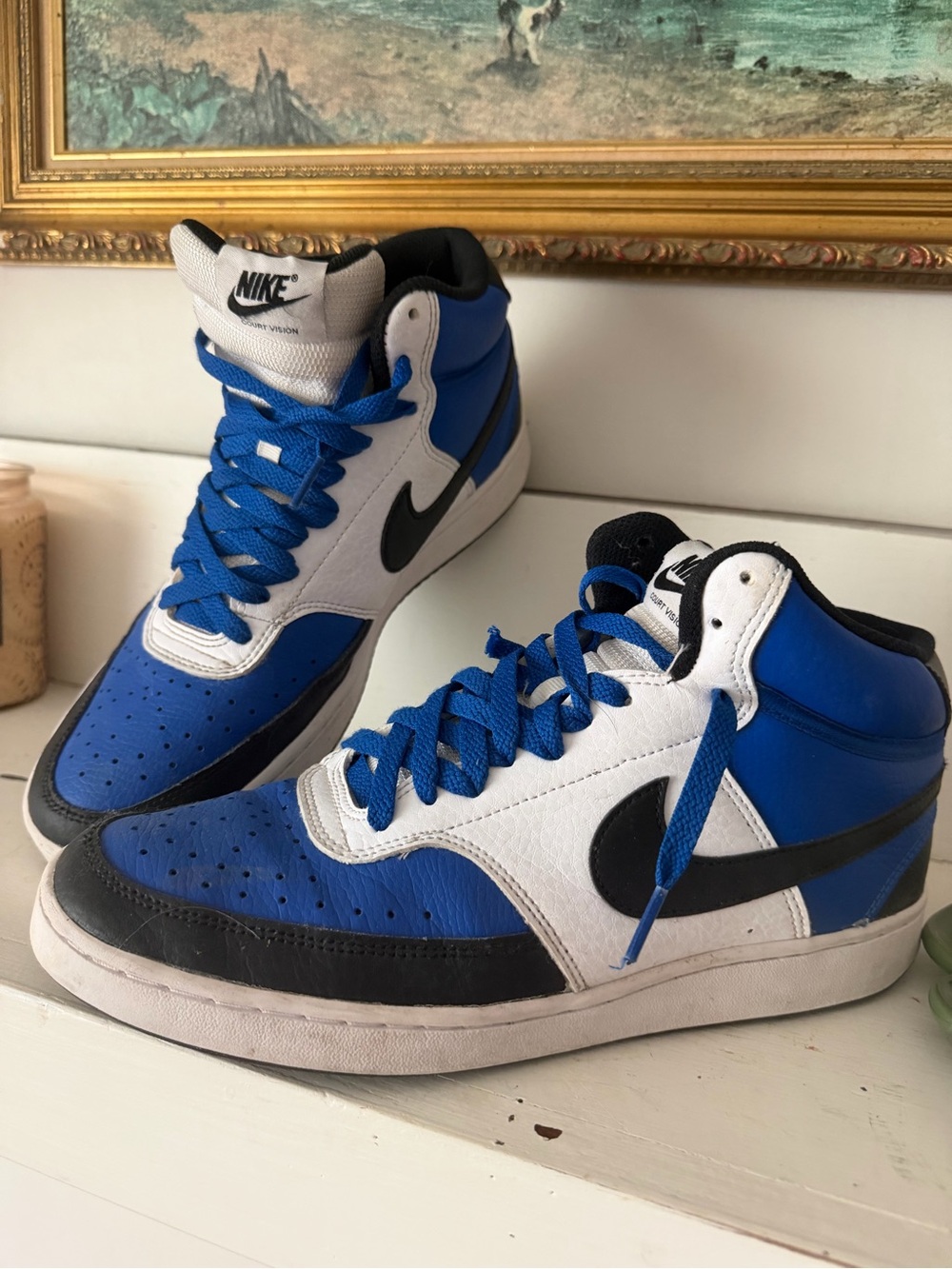 Nike Men’s High-Top Sneakers in Blue, White & Black